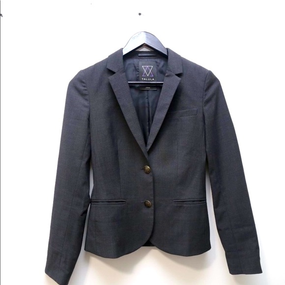 Aritzia TALULA Exeter Boyfriend Wool Blend Dark Grey Blazer Jacket Size 2 - Picture 2 of 5